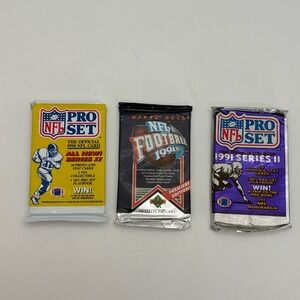 Vintage NFL Football Card Pack Lot 1990 1991 Pro Set Upper Deck Premiere Edition
